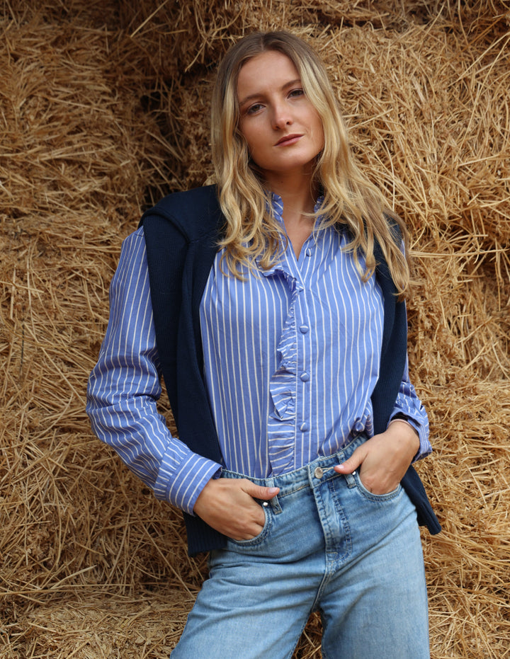 Blusa Naomi - Rayas Celeste