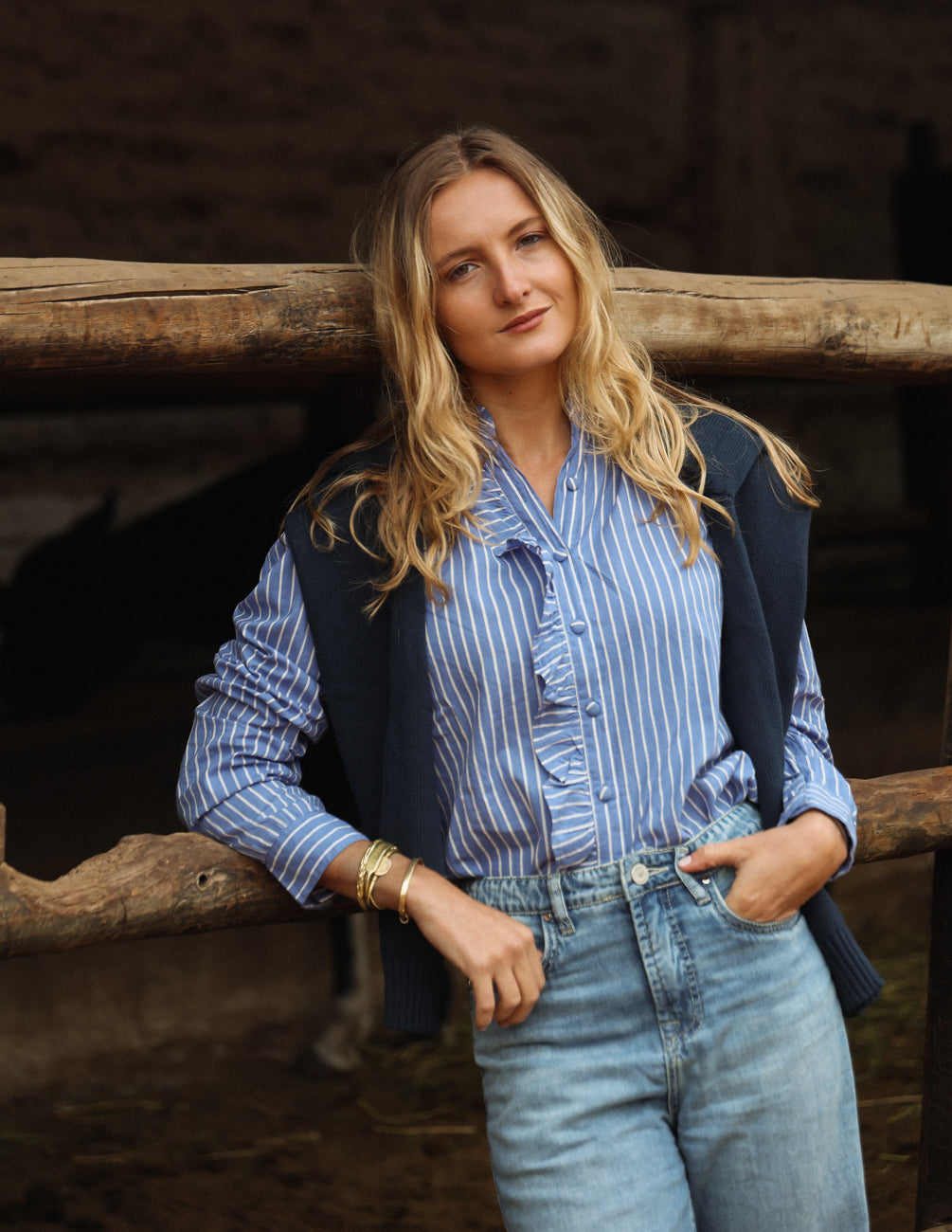 Blusa Naomi - Rayas Celeste