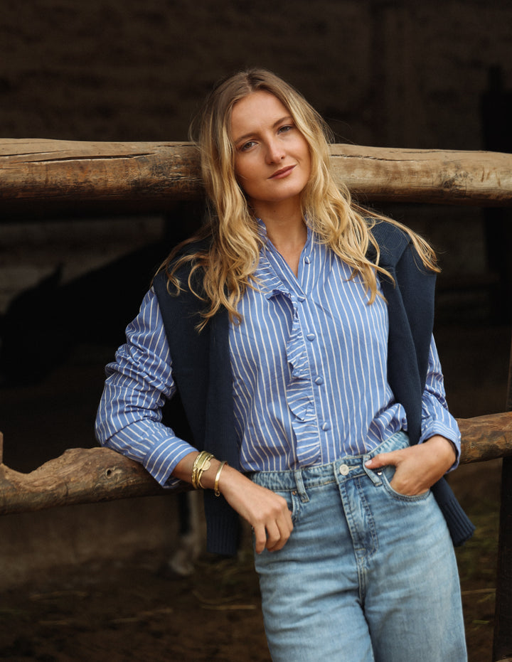 Blusa Naomi - Rayas Celeste