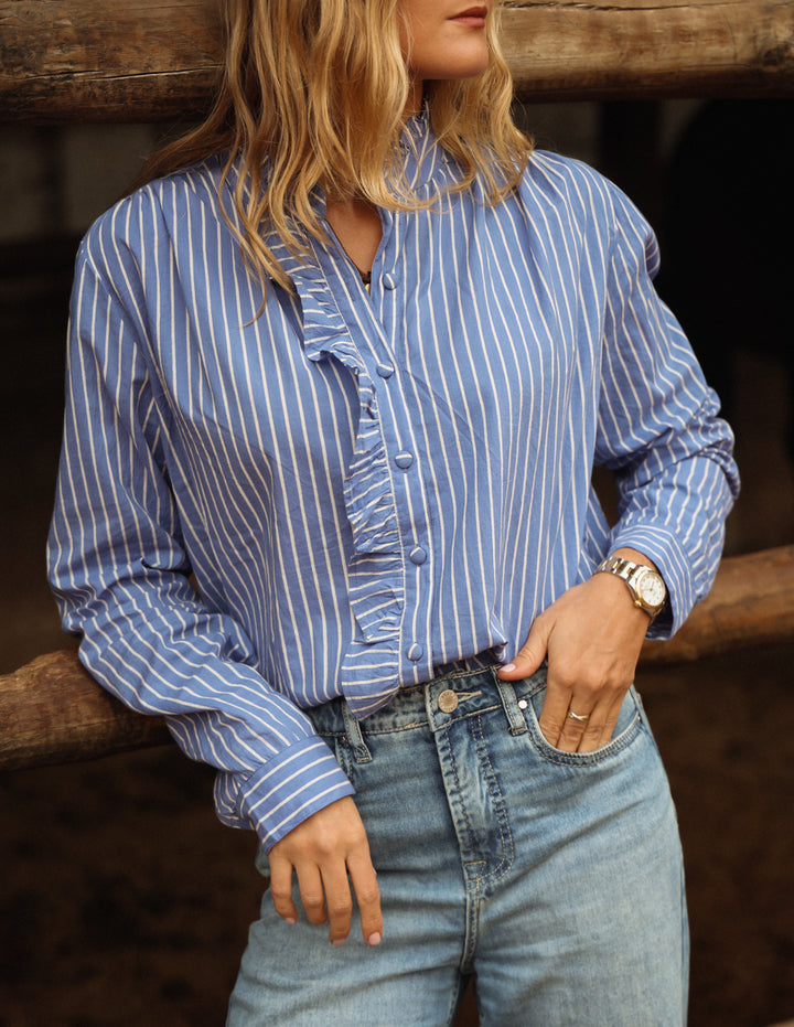 Blusa Naomi - Rayas Celeste