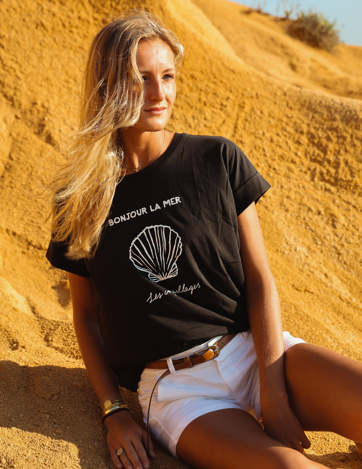 Polera Bonjour La Mer - Negra
