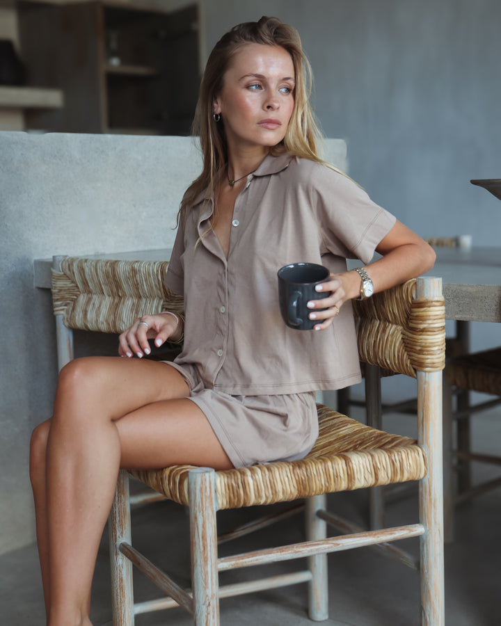 Pijama Manga Corta Short - Beige