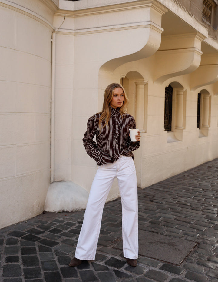 Blusa Serene - Rayas Mocha