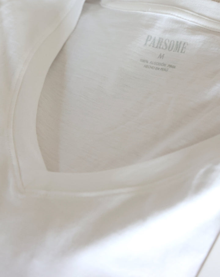 Polera Cuello V Manga Larga - Blanca