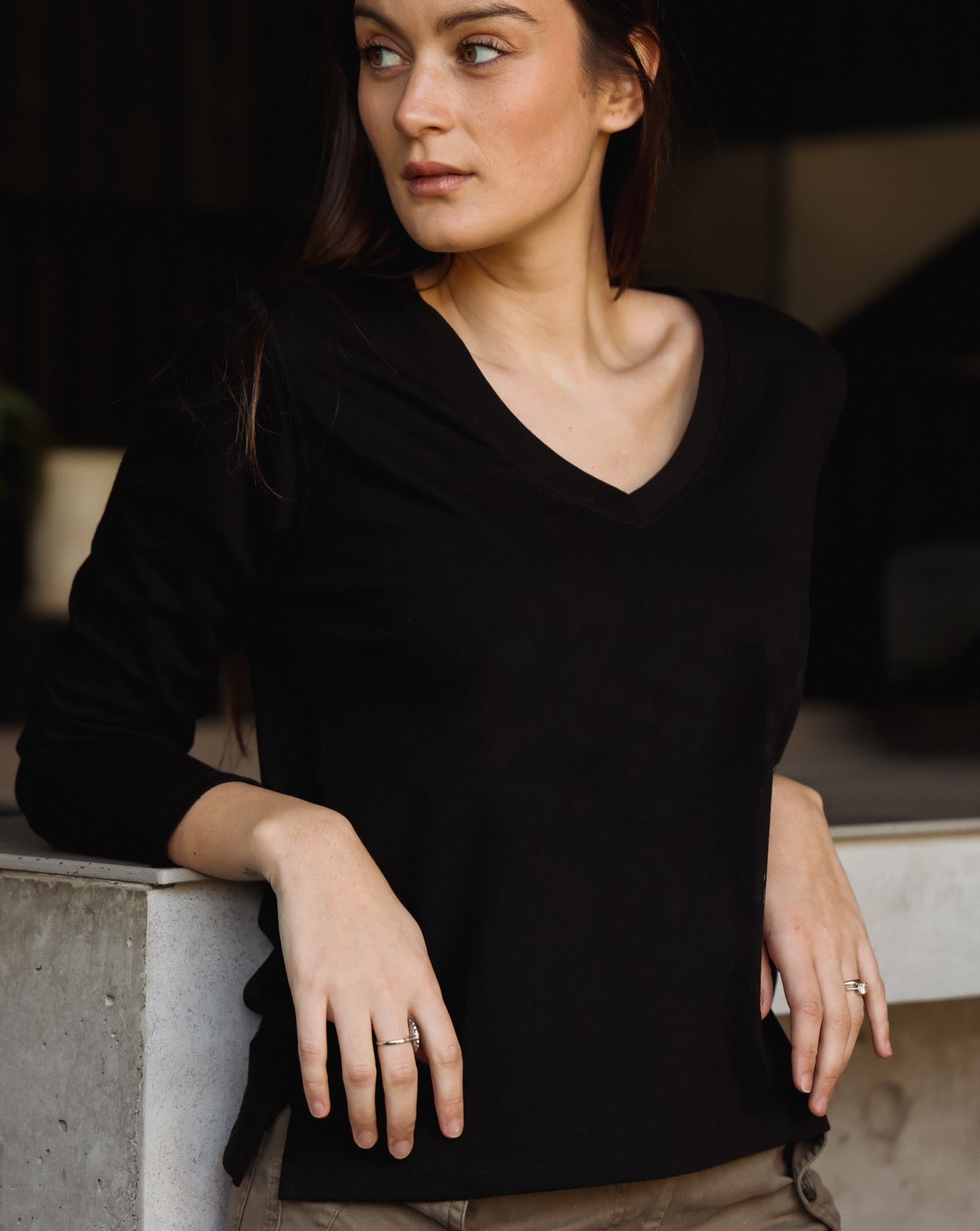 Polera negra larga outlet
