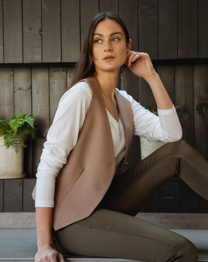 Polera Cuello V Manga Larga - Blanca