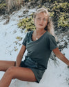 Polera Básica Cuello U  - Gris (cuello grueso)