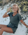 Polera Básica Cuello U  - Gris (cuello grueso)