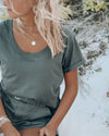 Polera Básica Cuello U  - Gris (cuello grueso)