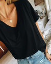 Polera Básica Cuello V  - Negra
